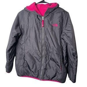 The North Face Kids Charcoal and Fuchsia Puffer Jacket